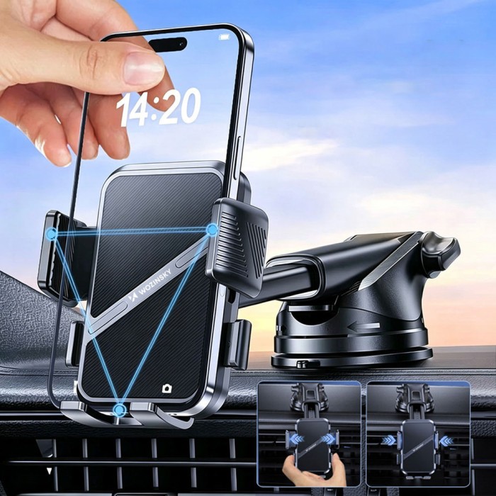 Wozinsky WUS-CF29 3-in-1 Car Holder for Dashboard, Windshield and Air Vent - Black