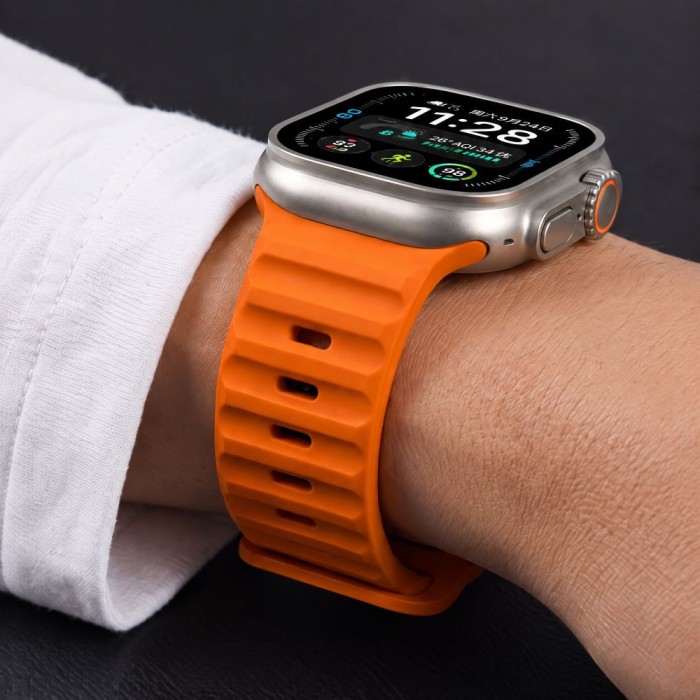 Tech-Protect Silicone Line Strap for Apple Watch 44 / 45 / 46 / 49 mm - Orange