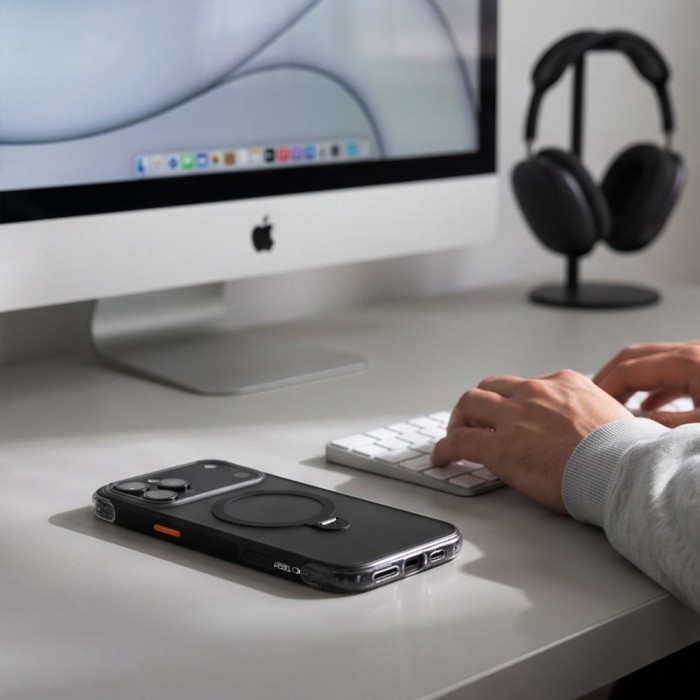 Tech-Protect MagAir Stand MagSafe CC Case for iPhone 18 Pro / 17 Pro - Matte Black
