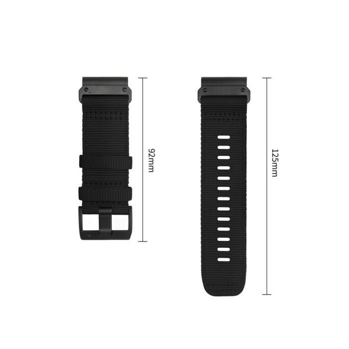 Tech-Protect Nylon Classic Strap for Garmin Fenix ​​5X / 5X Plus / 6X / 6X Pro / 7X / 8 / 8 Pro / 9 / 9 Pro (47 mm) - Black