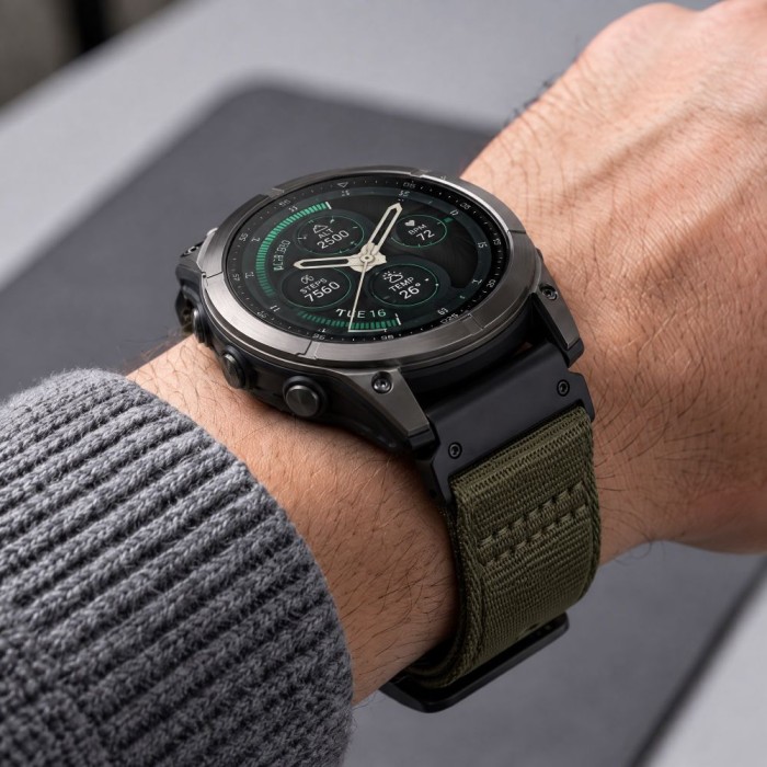 Tech-Protect Nylon Classic Strap for Garmin Fenix ​​5X / 5X Plus / 6X / 6X Pro / 7X / 8 / 8 Pro / 9 / 9 Pro (47 mm) - green