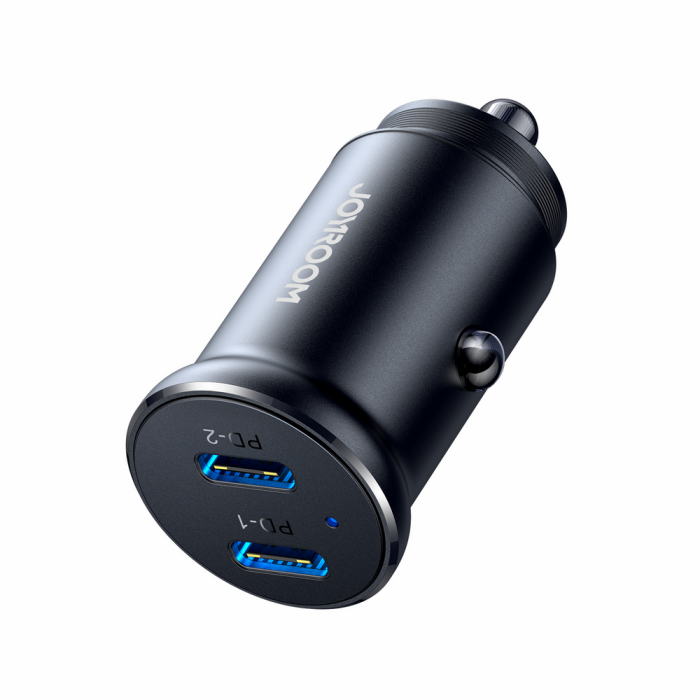 Joyroom JR-CCN06 30W 2x USB-C Metal Mini Car Charger - Black - OUTLET