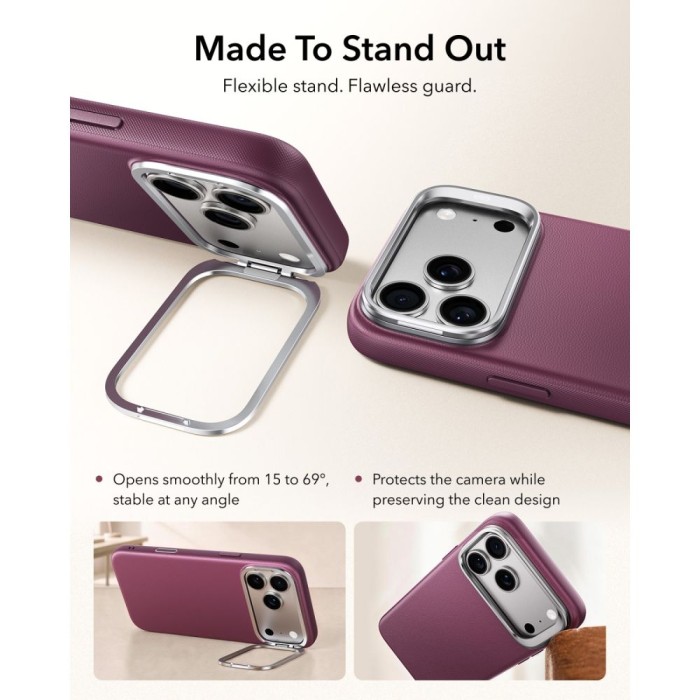 ESR Atelier Kickstand MagSafe Case for iPhone 18 Pro / 17 Pro - burgundy