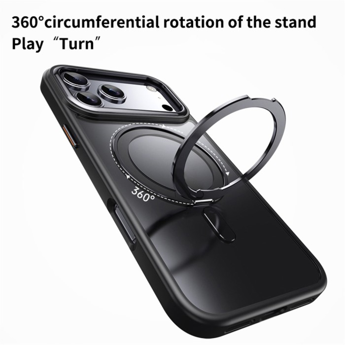 Magnetic Case with Rotating Stand iPhone 18 Pro / 17 Pro TPU Acrylic MagSafe - Black