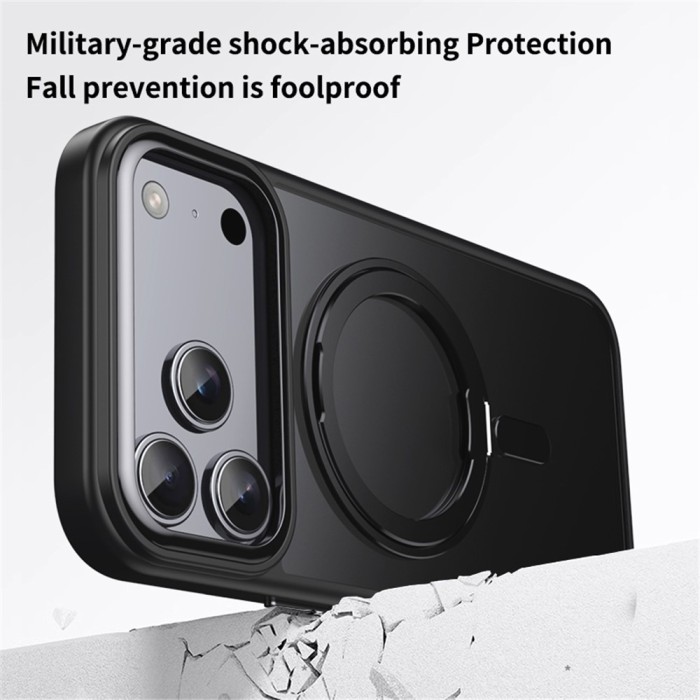 Magnetic Case with Rotating Stand iPhone 18 Pro Max / 17 Pro Max TPU Acrylic MagSafe - Black