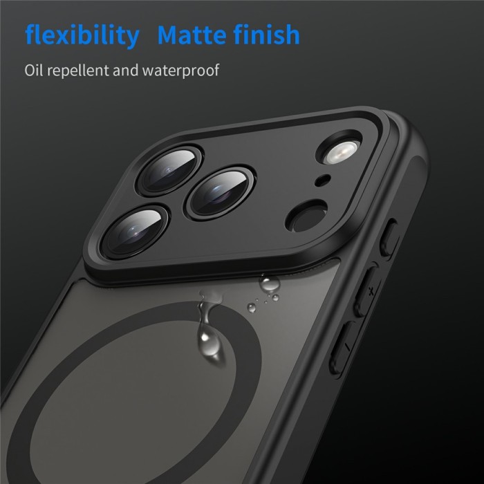 iPhone 18 Pro / 17 Pro PC TPU Magnetic Matte Case, Drop-Resistant - Black