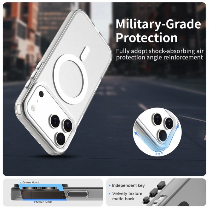 iPhone 18 Pro Max / 17 Pro Max PC PET TPU Hybrid Magnetic Case - White