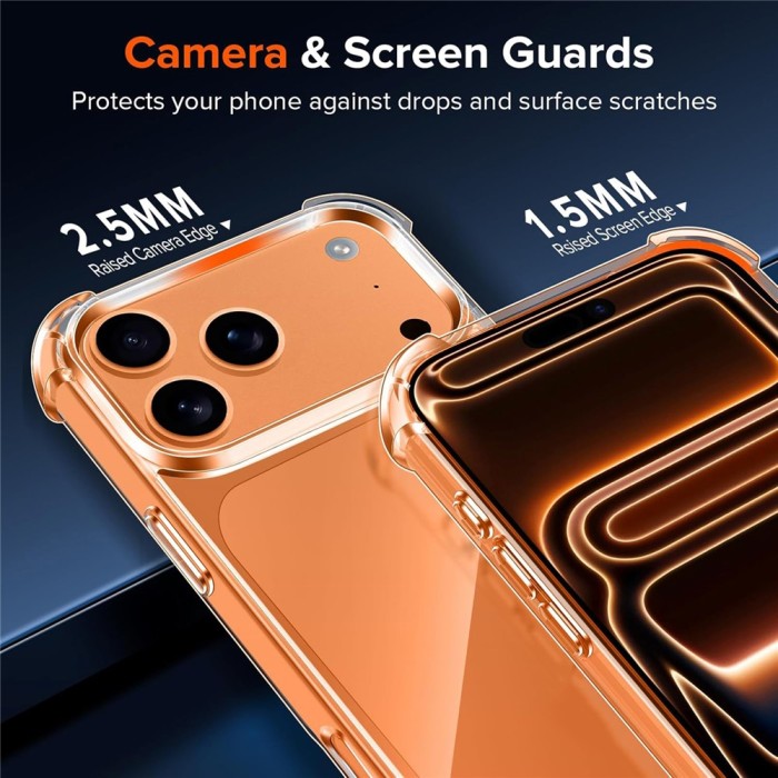 Hybrid Acrylic TPU Case iPhone 18 Pro Max / 17 Pro Max with Camera Protection - Transparent
