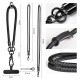 Neck and shoulder phone lanyard 120 cm with metal buckle - black