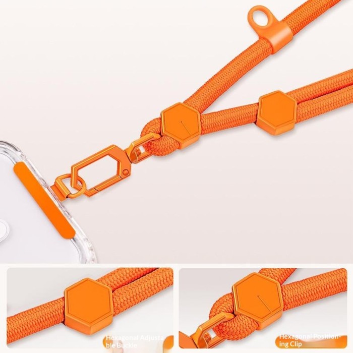 150 cm adjustable neck and shoulder strap with steel plate - orange