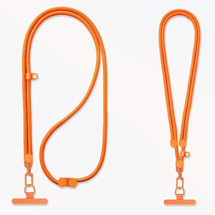 150 cm adjustable neck and shoulder strap with steel plate - orange