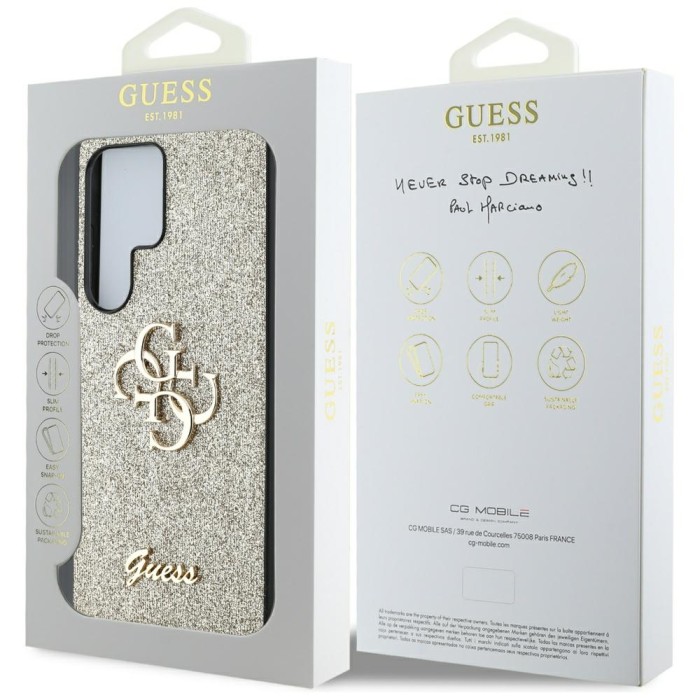 Guess Fixed Glitter Big 4G Metal Logo case for Samsung Galaxy S25 Ultra - gold