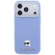 Karl Lagerfeld Grained Karl Head Metal MagSafe Case for iPhone 18 Pro / 17 Pro - Light Blue