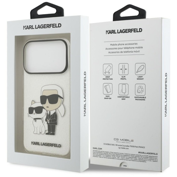 Karl Lagerfeld IML NFT Glitter Karl&amp;amp;Choupette Case for iPhone 18 Pro / 17 Pro - Transparent