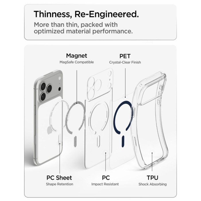 Spigen Ultra Hybrid MagSafe Case for iPhone 18 Pro / 17 Pro - Clear Navy Blue