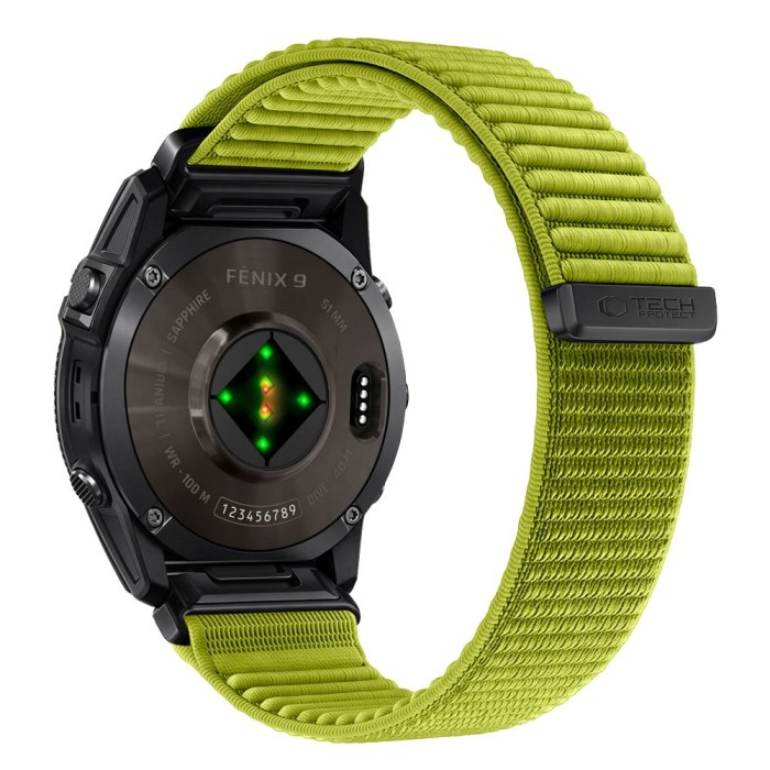 Tech-Protect NylonLoop Band for Garmin Fenix 5 / 6 / 6 Pro / 7 / 8 / 8 Pro / 9 / 9 Pro (47 mm) - lime
