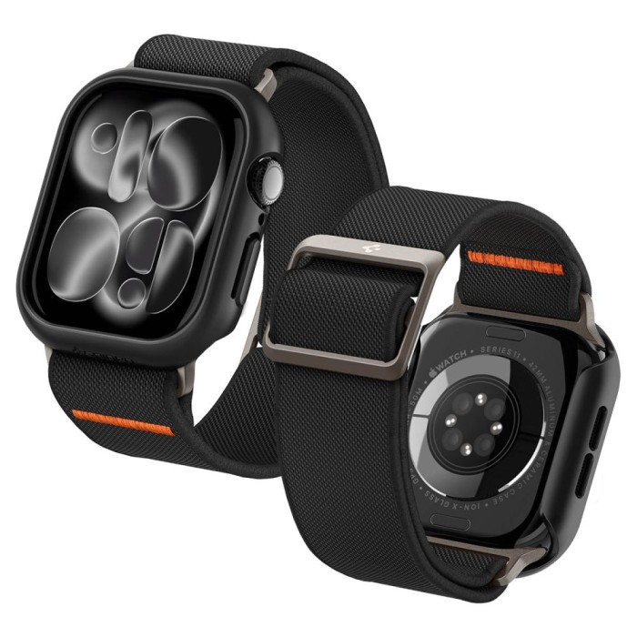 Spigen Thin Fit case + Spigen Lite Fit Ultra band set for Apple Watch (46 mm) - black