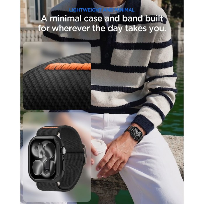 Spigen Thin Fit case + Spigen Lite Fit Ultra band set for Apple Watch (46 mm) - black