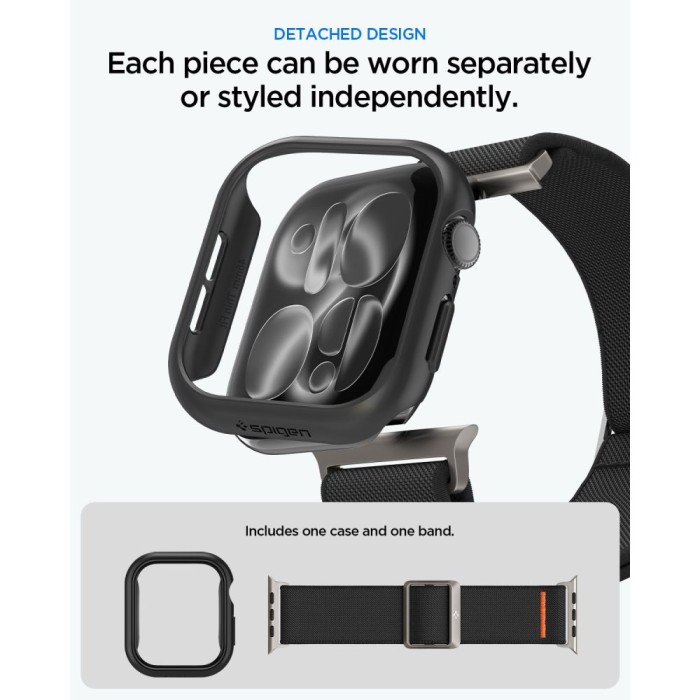 Spigen Thin Fit case + Spigen Lite Fit Ultra band set for Apple Watch (46 mm) - black