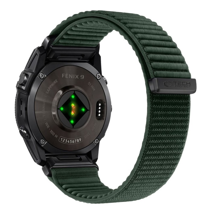 Tech-Protect NylonLoop Band for Garmin Fenix 5 / 6 / 6 Pro / 7 / 8 / 8 Pro / 9 / 9 Pro (47mm) - green