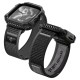 Spigen Rugged Armor case + Spigen Athlex Air band set for Apple Watch (46 mm) - black-grey