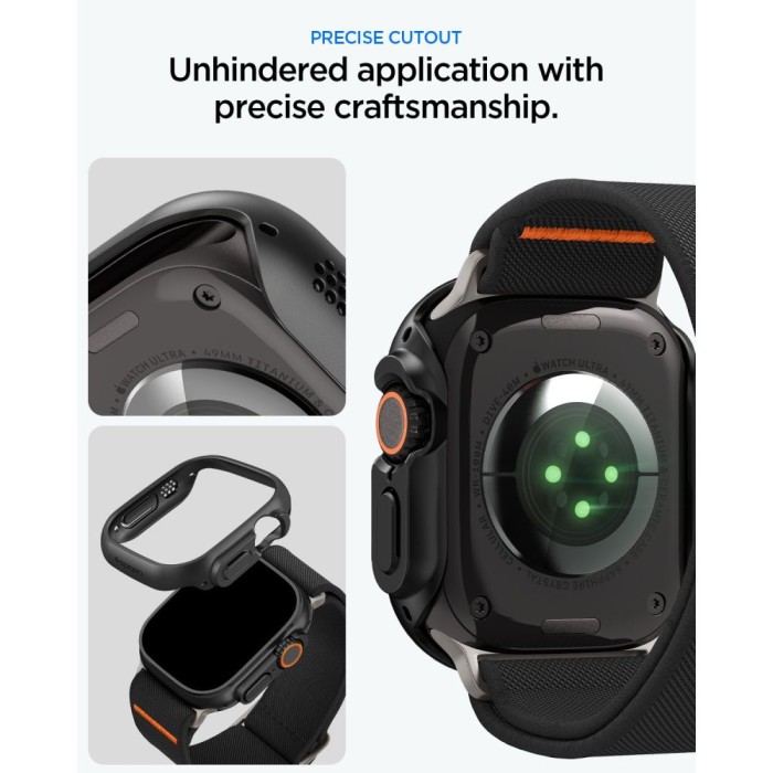 Spigen Thin Fit case + Spigen Lite Fit Ultra band set for Apple Watch Ultra (49 mm) - matte black
