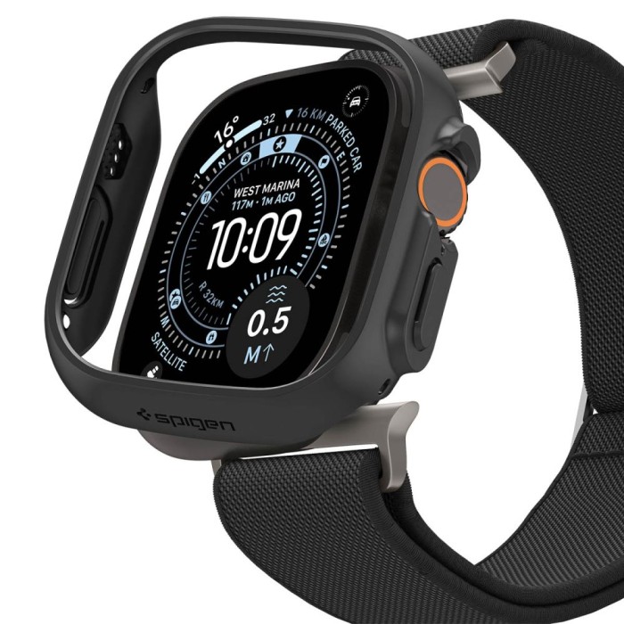 Spigen Thin Fit case + Spigen Lite Fit Ultra band set for Apple Watch Ultra (49 mm) - matte black