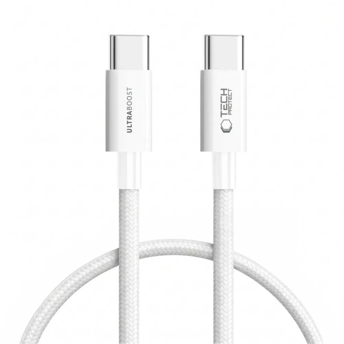Tech-Protect Ultraboost Lite USB-C / USB-C 60W / 3A 50 cm Cable - White