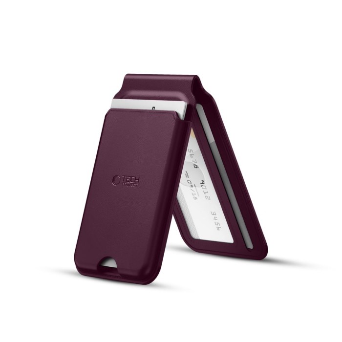 Tech-Protect MagWallet Stand MagSafe Magnetic Phone Wallet - Burgundy