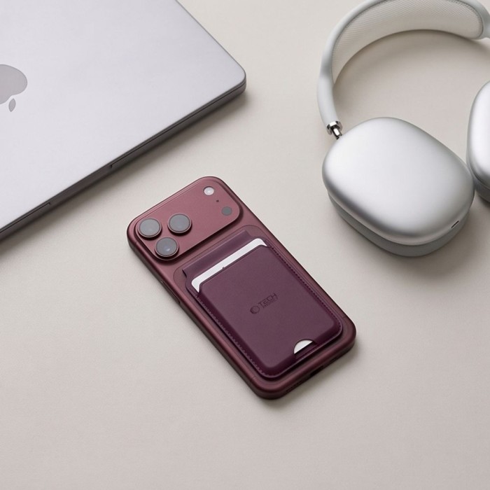 Tech-Protect MagWallet Stand MagSafe Magnetic Phone Wallet - Burgundy