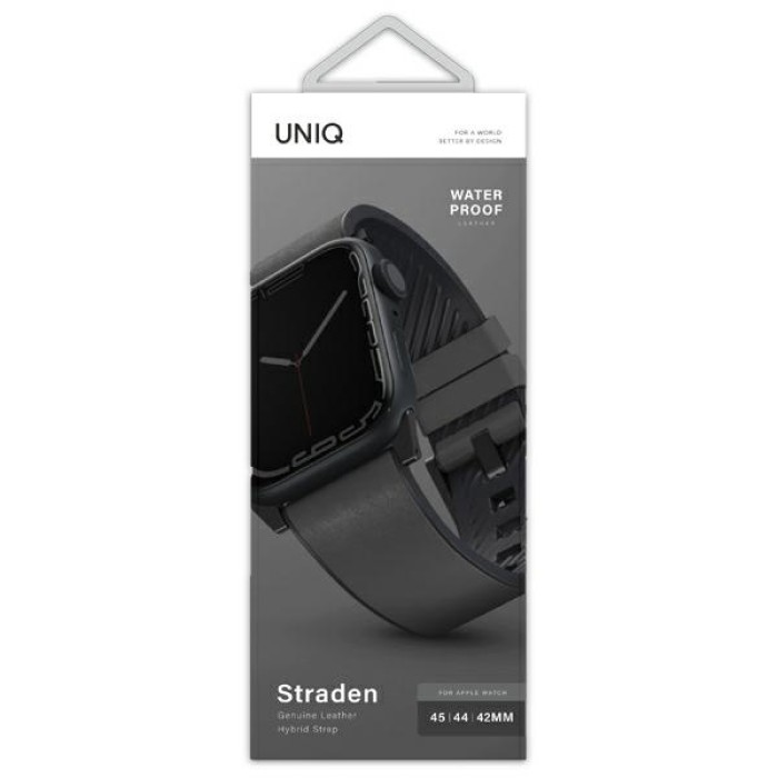Uniq Straden Leather Hybrid Strap for Apple Watch 1/2/3/4/5/6/7/8/SE/SE2/Ultra 42/44/45/49mm - Gray