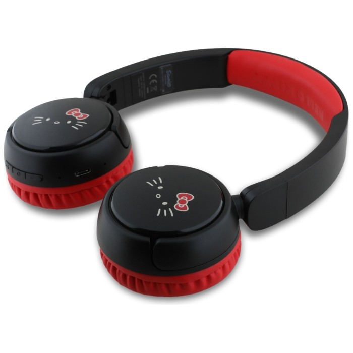 Hello Kitty Face Logo Bluetooth On-Ear Headphones - Red