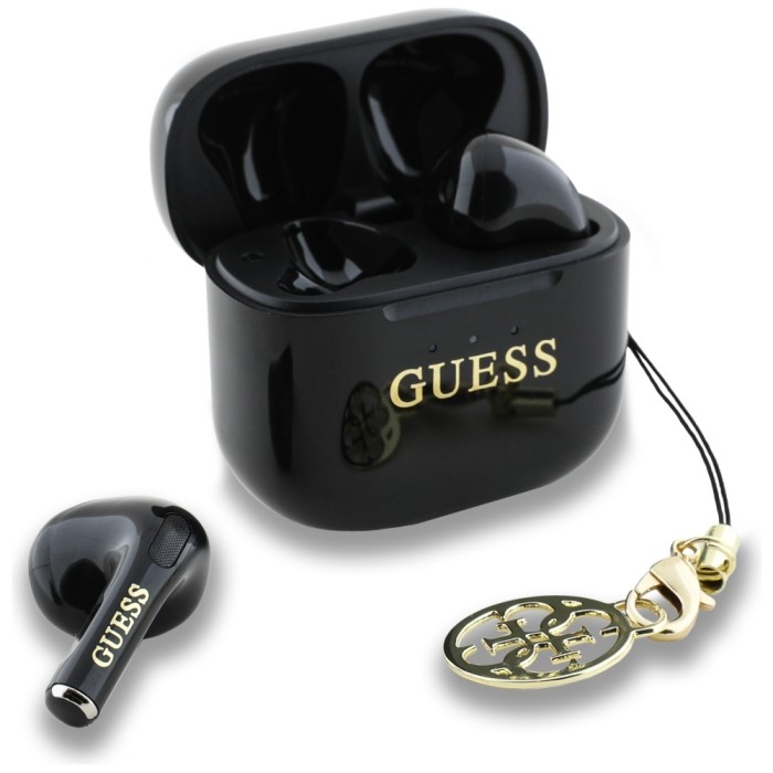 Guess Glossy Effect Printed Classic Logo &amp;amp; Charm TWS headphones - black