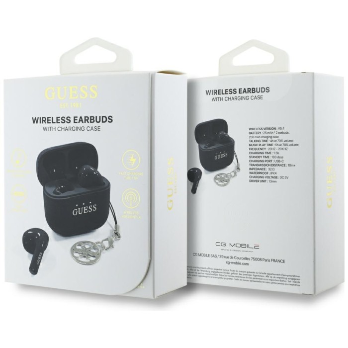 Guess Glossy Effect Printed Classic Logo &amp;amp; Charm TWS headphones - black