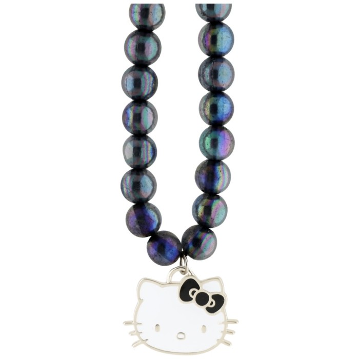 Hello Kitty Pearls Kitty Head Phone Charm - Black