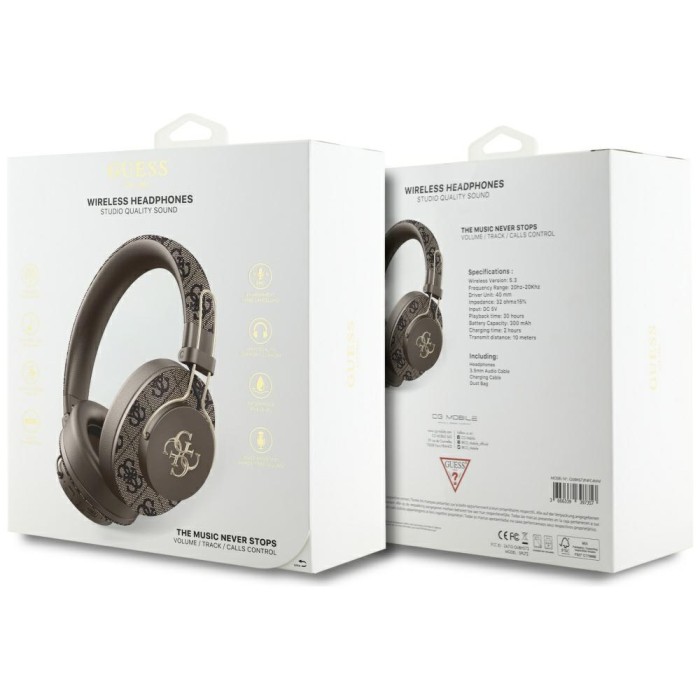 Guess ENC Metal 4G Bluetooth Over-Ear Headphones - Brown