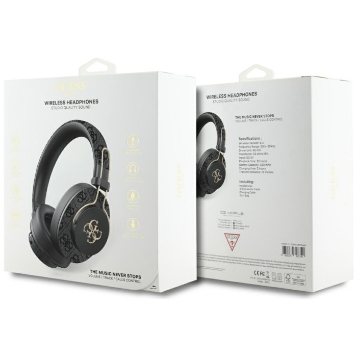Guess ENC Metal 4G Logo Over-Ear Headphones - Black