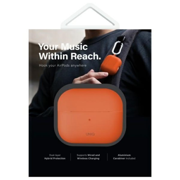 Uniq Nexo AirPods 4 + Ear Hooks Silicone case - orange