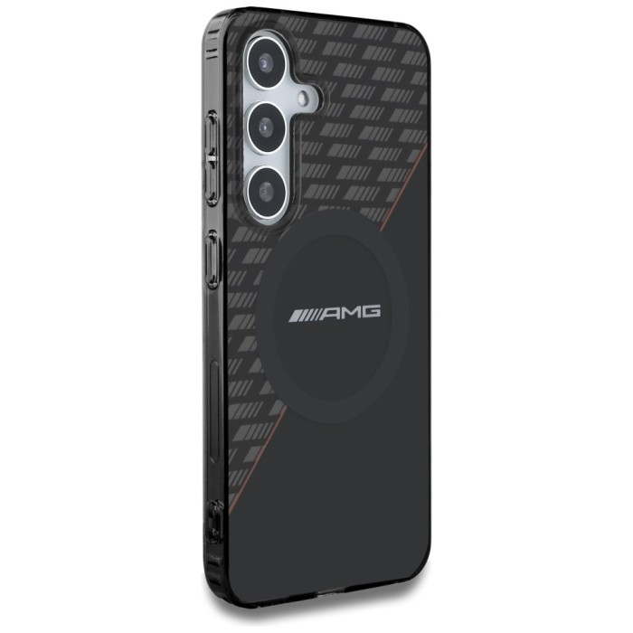 AMG Double Layer Rhombs MagSafe Case for Samsung Galaxy S25 - Black/Red
