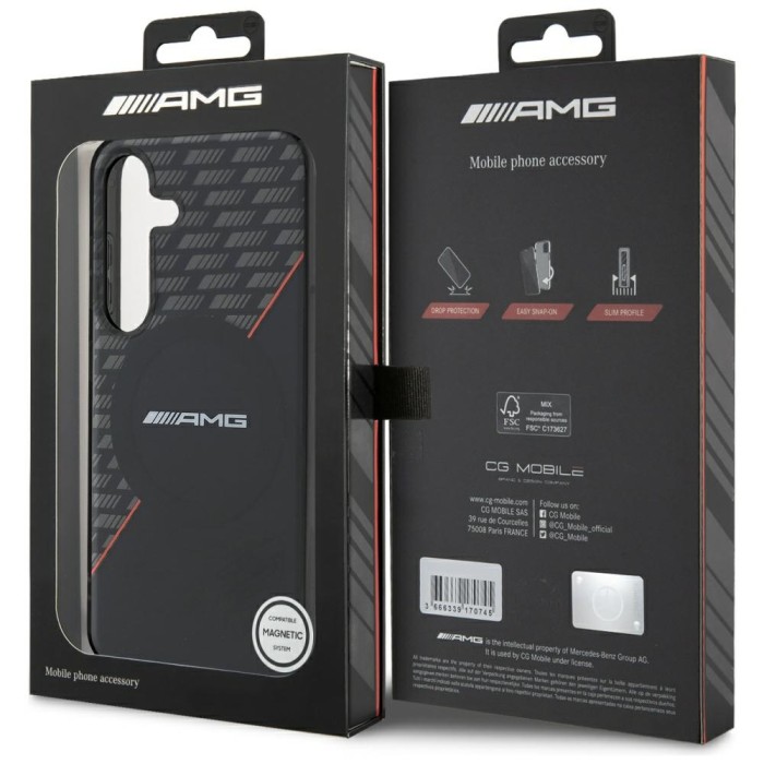AMG Double Layer Rhombs MagSafe Case for Samsung Galaxy S25 - Black/Red