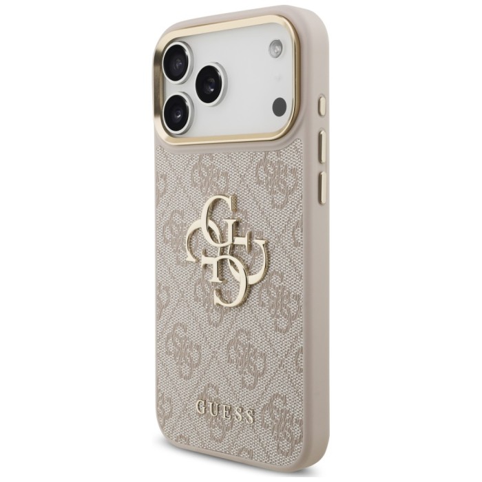 Guess 4G Big 4G Classic Logo Big Strap Metal Buttons Case for iPhone 18 Pro / 17 Pro - pink