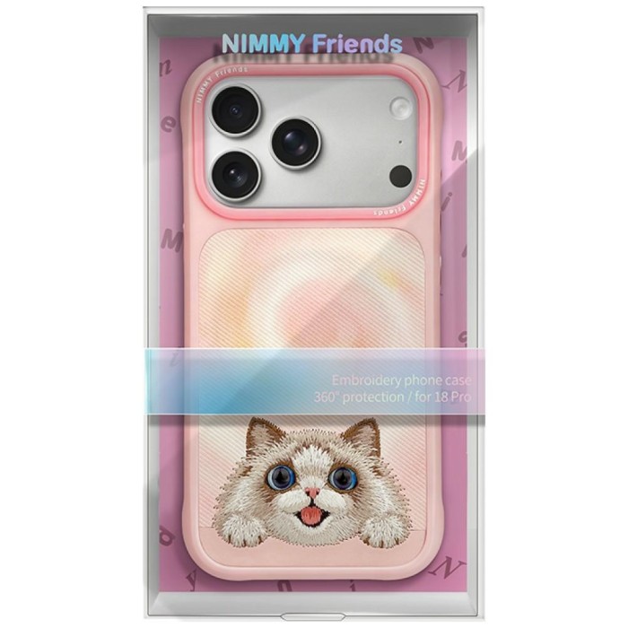 Nimmy Big Eyed Lying Ragnall Cat MagSafe Case for iPhone 18 Pro / 17 Pro - Pink