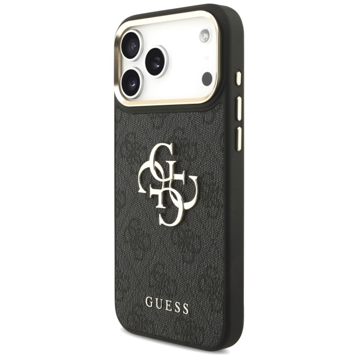 Guess 4G Big 4G Classic Logo Big Strap Metal Buttons Case for iPhone 18 Pro Max / 17 Pro Max - black