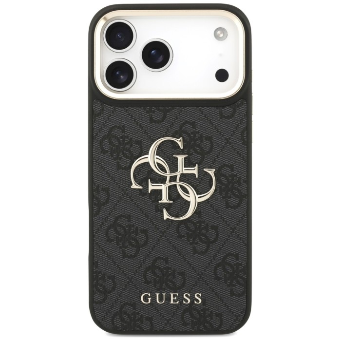 Guess 4G Big 4G Classic Logo Big Strap Metal Buttons Case for iPhone 18 Pro Max / 17 Pro Max - black