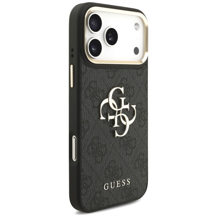 Guess 4G Big 4G Classic Logo Big Strap Metal Buttons Case for iPhone 18 Pro Max / 17 Pro Max - black