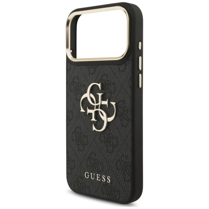 Guess 4G Big 4G Classic Logo Big Strap Metal Buttons Case for iPhone 18 Pro Max / 17 Pro Max - black