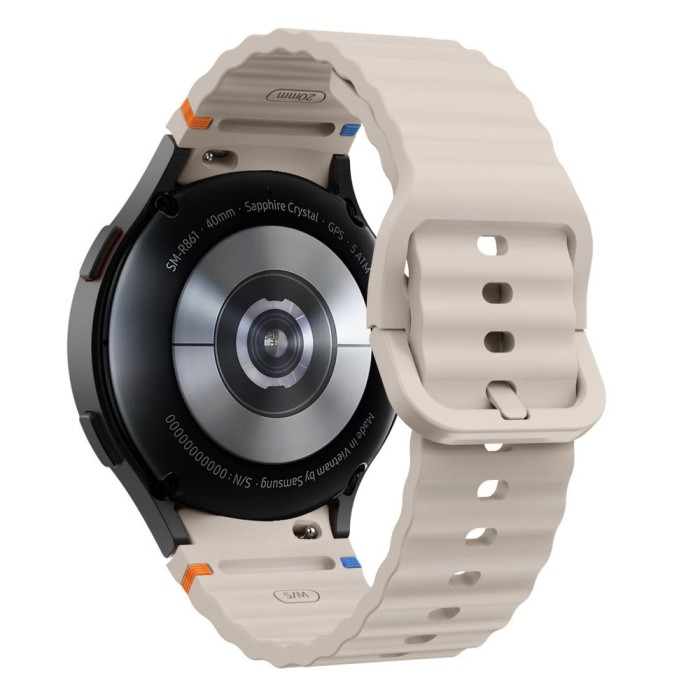 Tech-Protect Silicone Sport Strap for Samsung Galaxy Watch 4 / 5 / 5 Pro / 6 / 7 / FE - Beige
