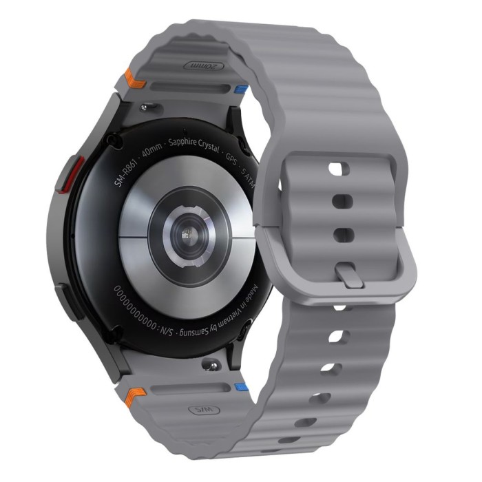 Tech-Protect Silicone Sport Strap for Samsung Galaxy Watch 4 / 5 / 5 Pro / 6 / 7 / FE - Gray