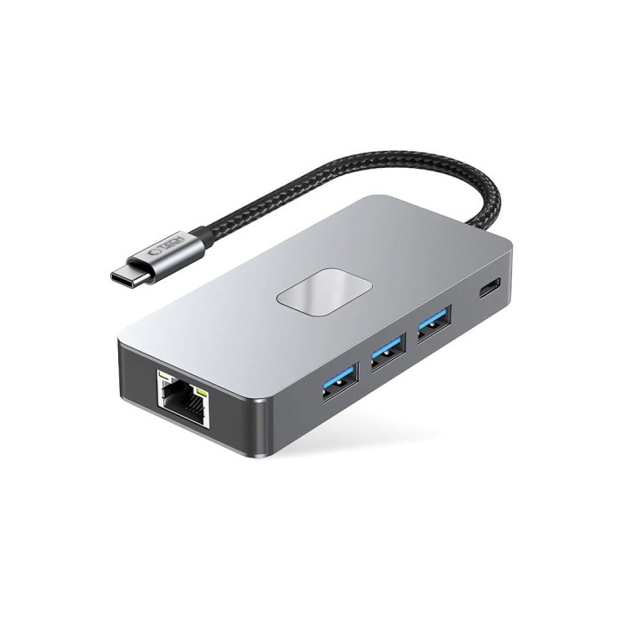 Tech-Protect HB05 HUB 9in1 USB-C + USB2.0 + USB3.0 + HDMI 4K 60HZ + SD / TF + PD100W + RJ45 adapter - gray