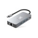 Tech-Protect HB05 HUB 9in1 USB-C + USB2.0 + USB3.0 + HDMI 4K 60HZ + SD / TF + PD100W + RJ45 adapter - gray